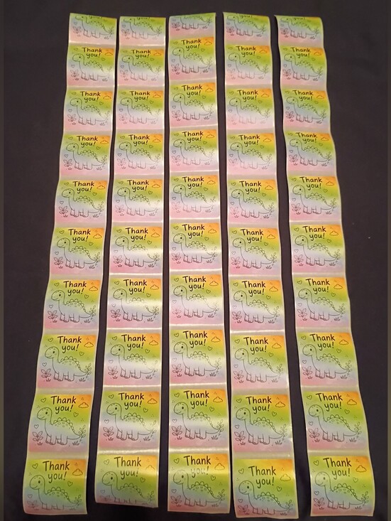 Handmade Other - 50 Pc Rainbow Dinosaur Thank You Stickers 2x2 Small Business Packaging Label